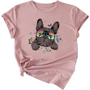 imageSOLY HUX Womens Cute Graphic Tees Cartoon Casual Summer Tops Short Sleeve T ShirtsPink Dog