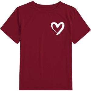 imageSOLY HUX Womens Letter Print Graphic Tees Short Sleeve Tops Casual Summer T ShirtBurgundy Heart