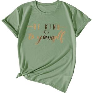 imageSOLY HUX Womens Letter Print Graphic Tees Short Sleeve Tops Casual Summer T ShirtGraphic Mint Green