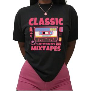 imageSOLY HUX Womens Summer Crewneck Shirts Graphic Tee Tops Short Sleeve Retro TShirtsBlack Printed