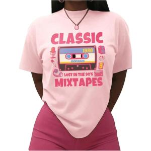 imageSOLY HUX Womens Summer Crewneck Shirts Graphic Tee Tops Short Sleeve Retro TShirtsPink Graphic