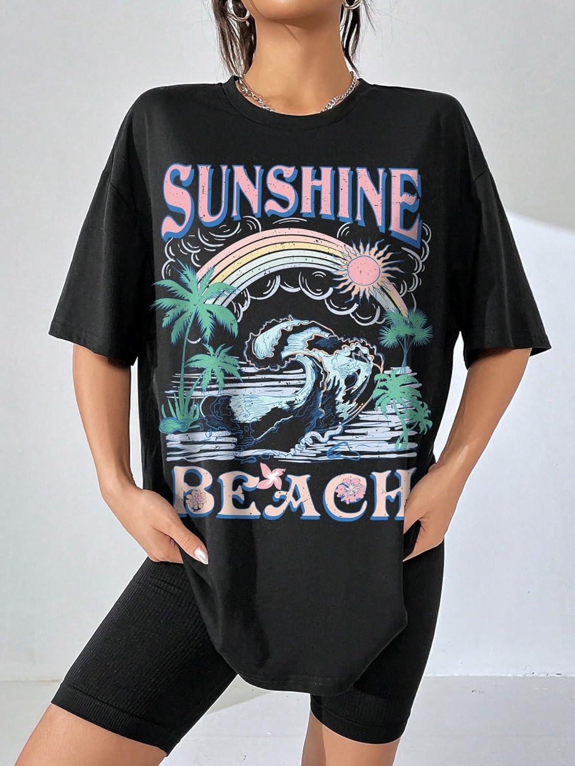 imageSOLY HUX Womens Graphic Tees Cute Print Short Sleeve Tee Preppy Clothes Casual Vintage Summer Oversized T Shirt TopBlack Multi Letter
