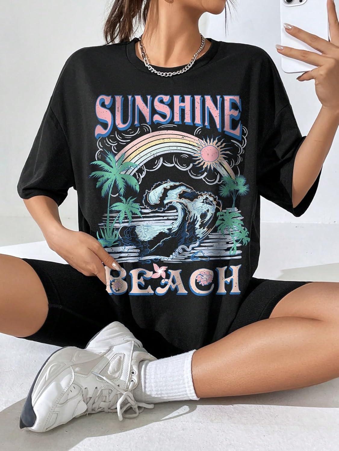 imageSOLY HUX Womens Graphic Tees Cute Print Short Sleeve Tee Preppy Clothes Casual Vintage Summer Oversized T Shirt TopBlack Multi Letter