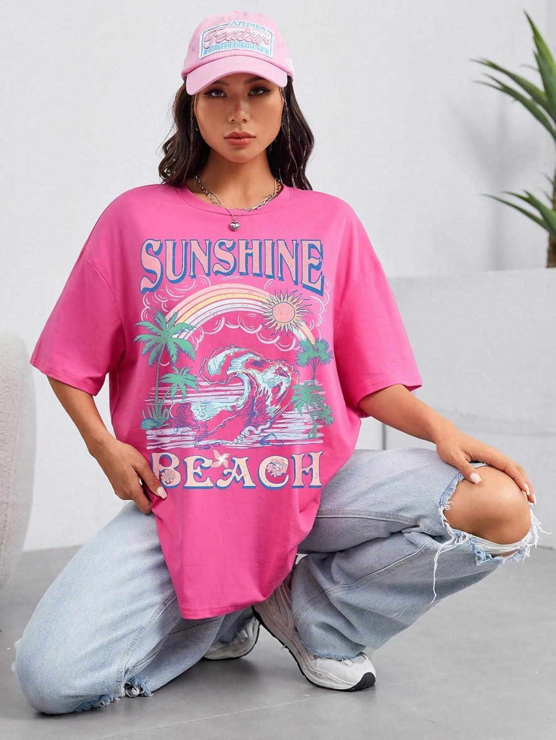 imageSOLY HUX Womens Graphic Tees Cute Print Short Sleeve Tee Preppy Clothes Casual Vintage Summer Oversized T Shirt TopHot Pink Graphic