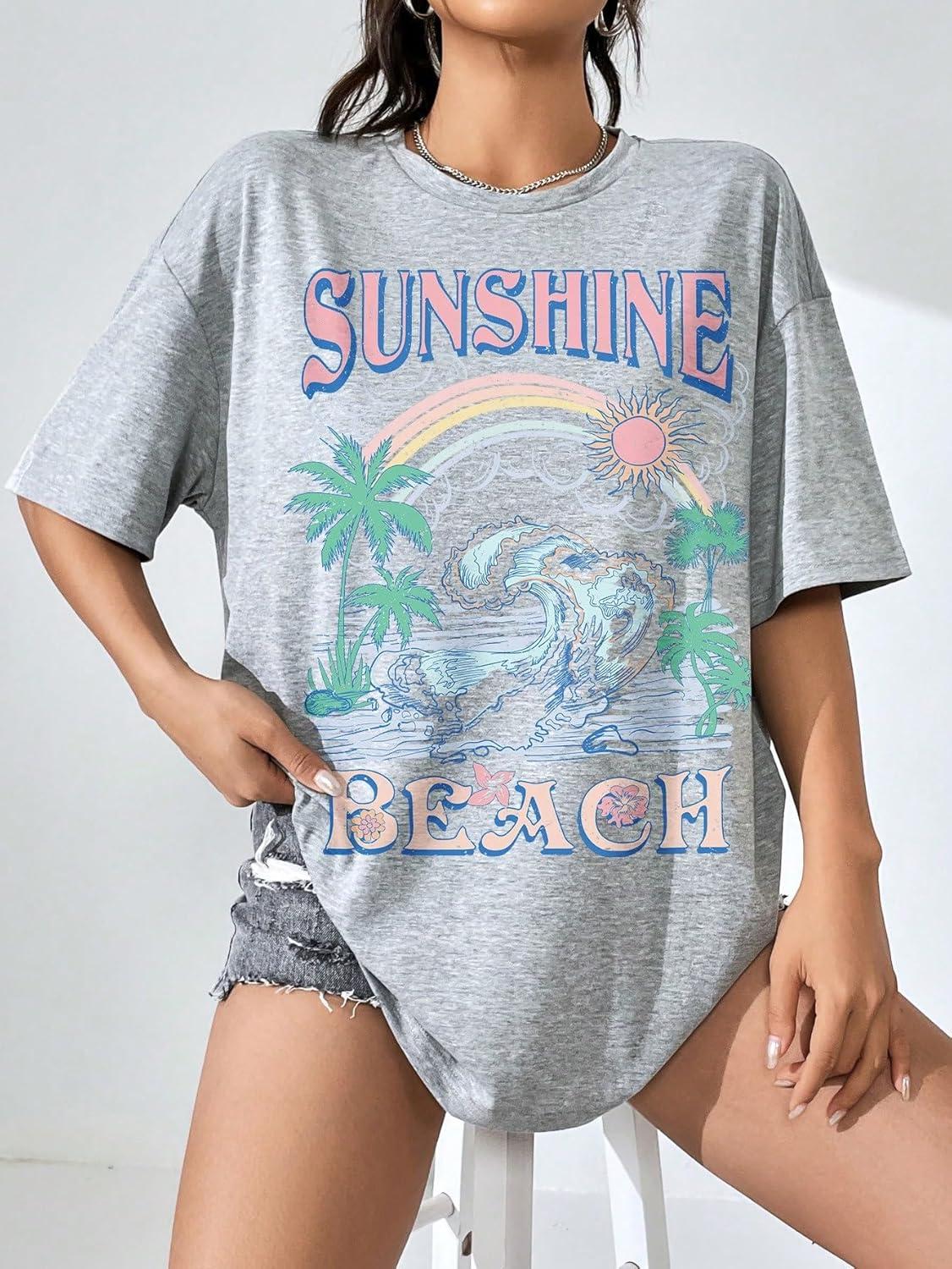 imageSOLY HUX Womens Graphic Tees Cute Print Short Sleeve Tee Preppy Clothes Casual Vintage Summer Oversized T Shirt TopLight Grey Letter