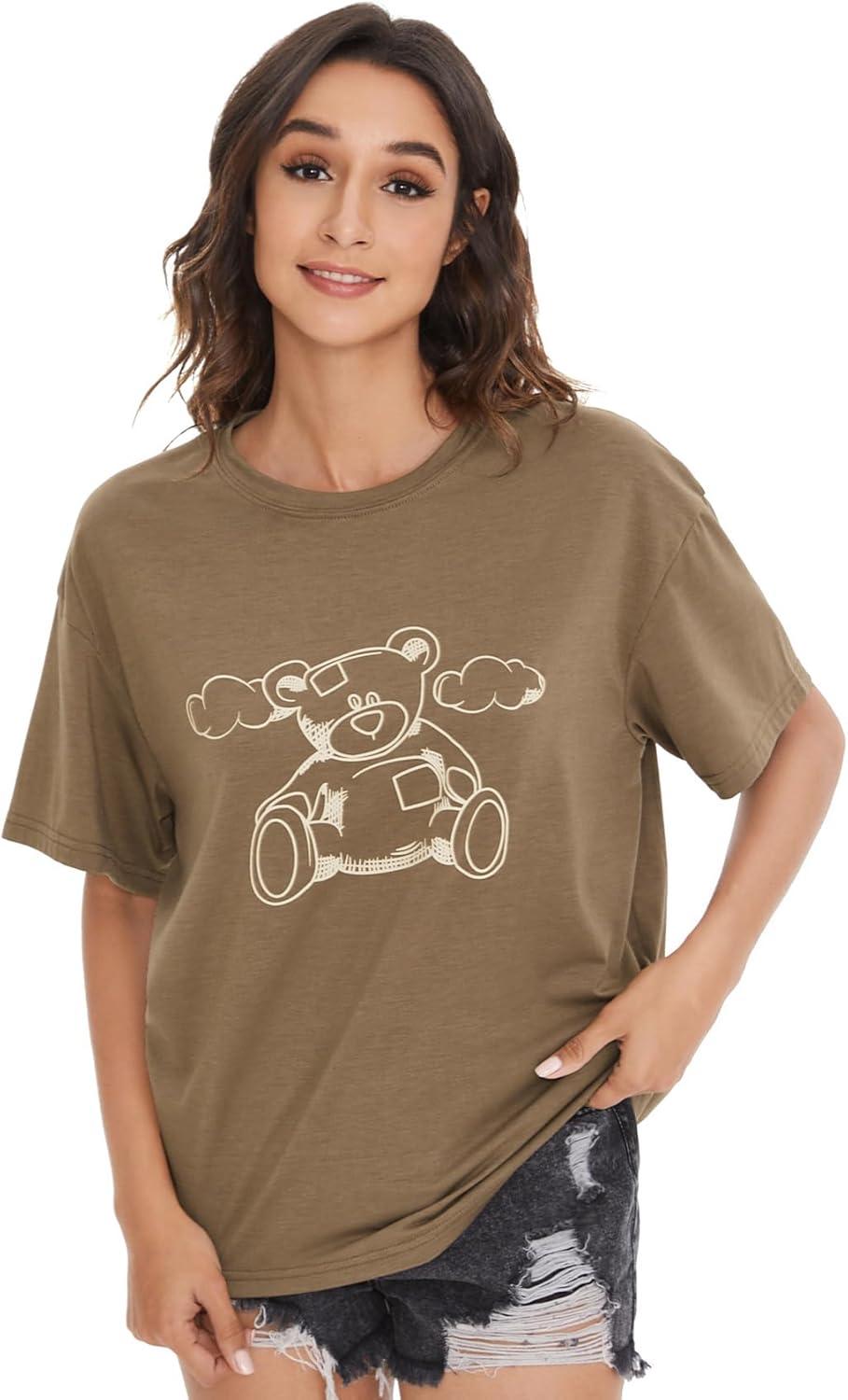 imageSOLY HUX Womens Graphic Tees Cute Print Short Sleeve Tee Preppy Clothes Casual Vintage Summer Oversized T Shirt TopMocha Brown