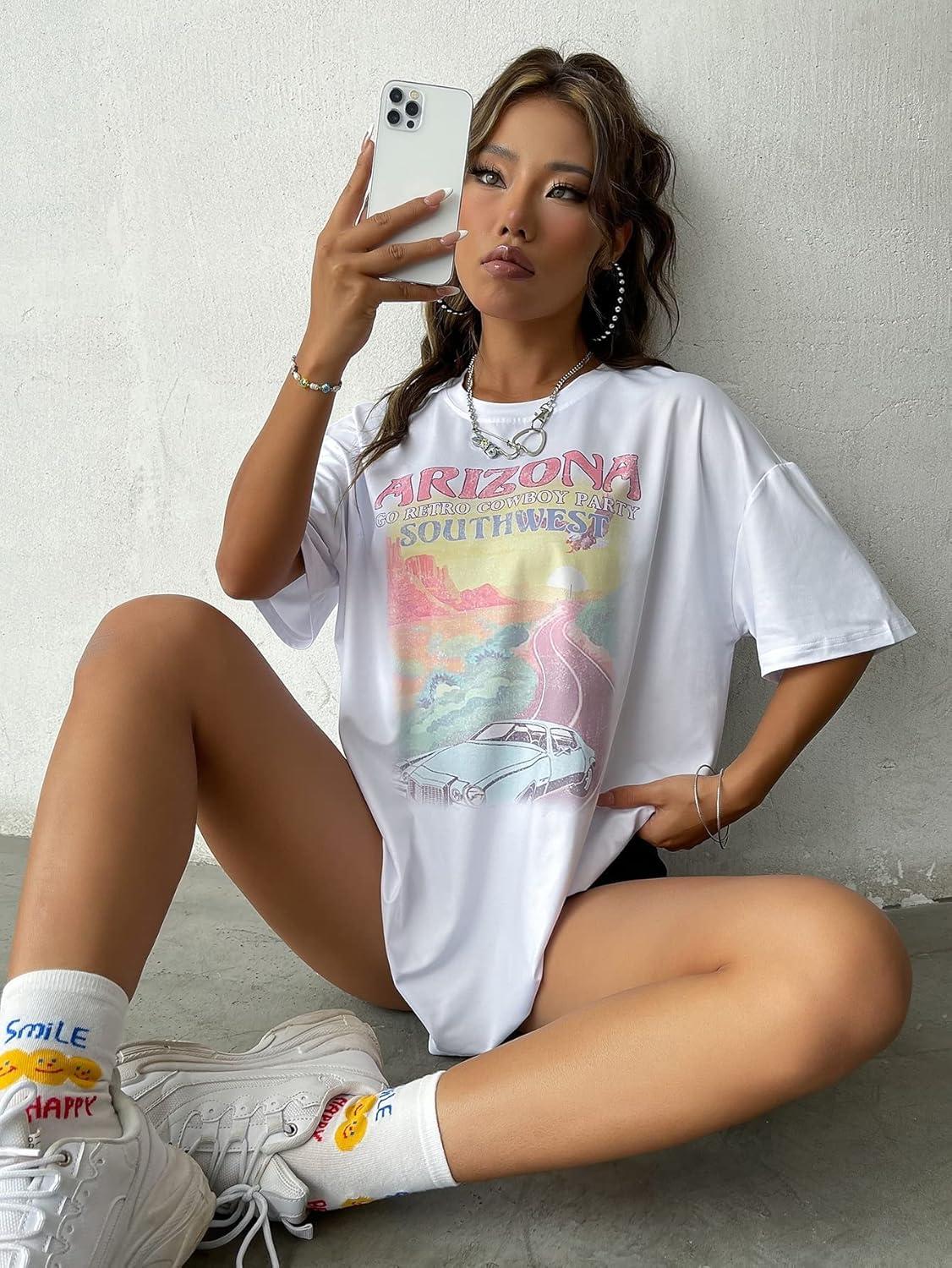 imageSOLY HUX Womens Graphic Tees Cute Print Short Sleeve Tee Preppy Clothes Casual Vintage Summer Oversized T Shirt TopWhite