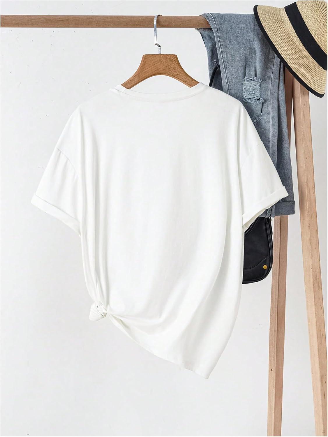 imageSOLY HUX Womens Graphic Tees Cute Print Short Sleeve Tee Preppy Clothes Casual Vintage Summer Oversized T Shirt TopWhite Graphic Floral