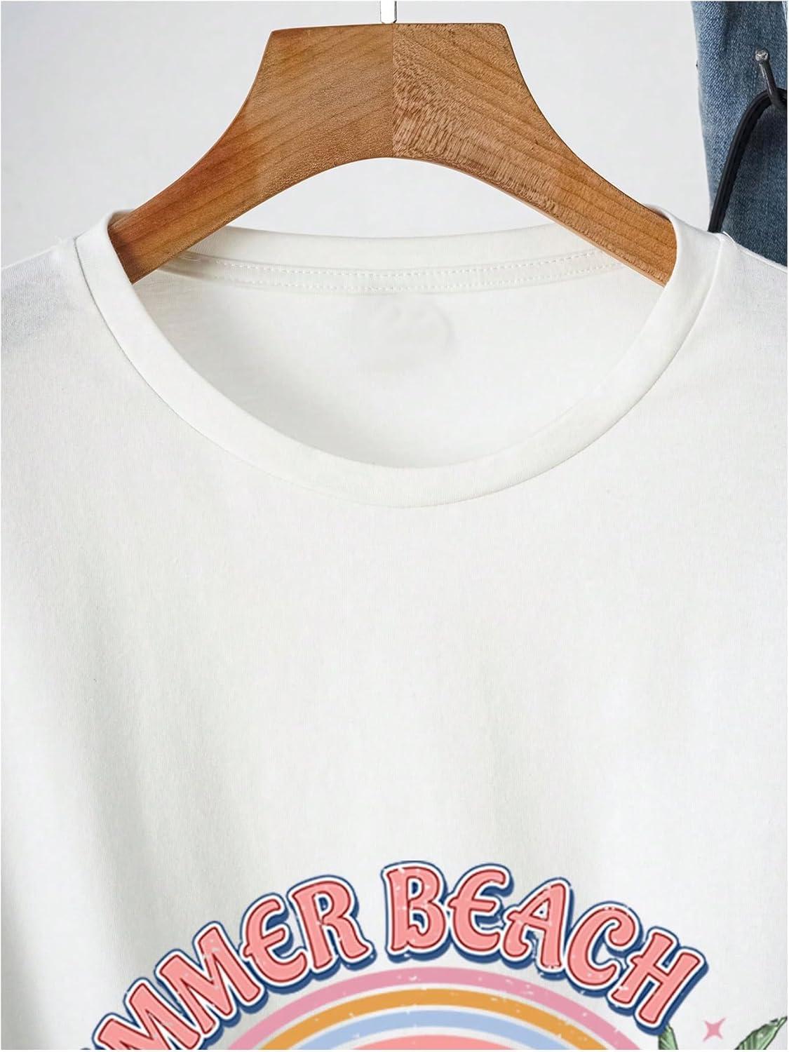 imageSOLY HUX Womens Graphic Tees Cute Print Short Sleeve Tee Preppy Clothes Casual Vintage Summer Oversized T Shirt TopWhite Graphic Tropical
