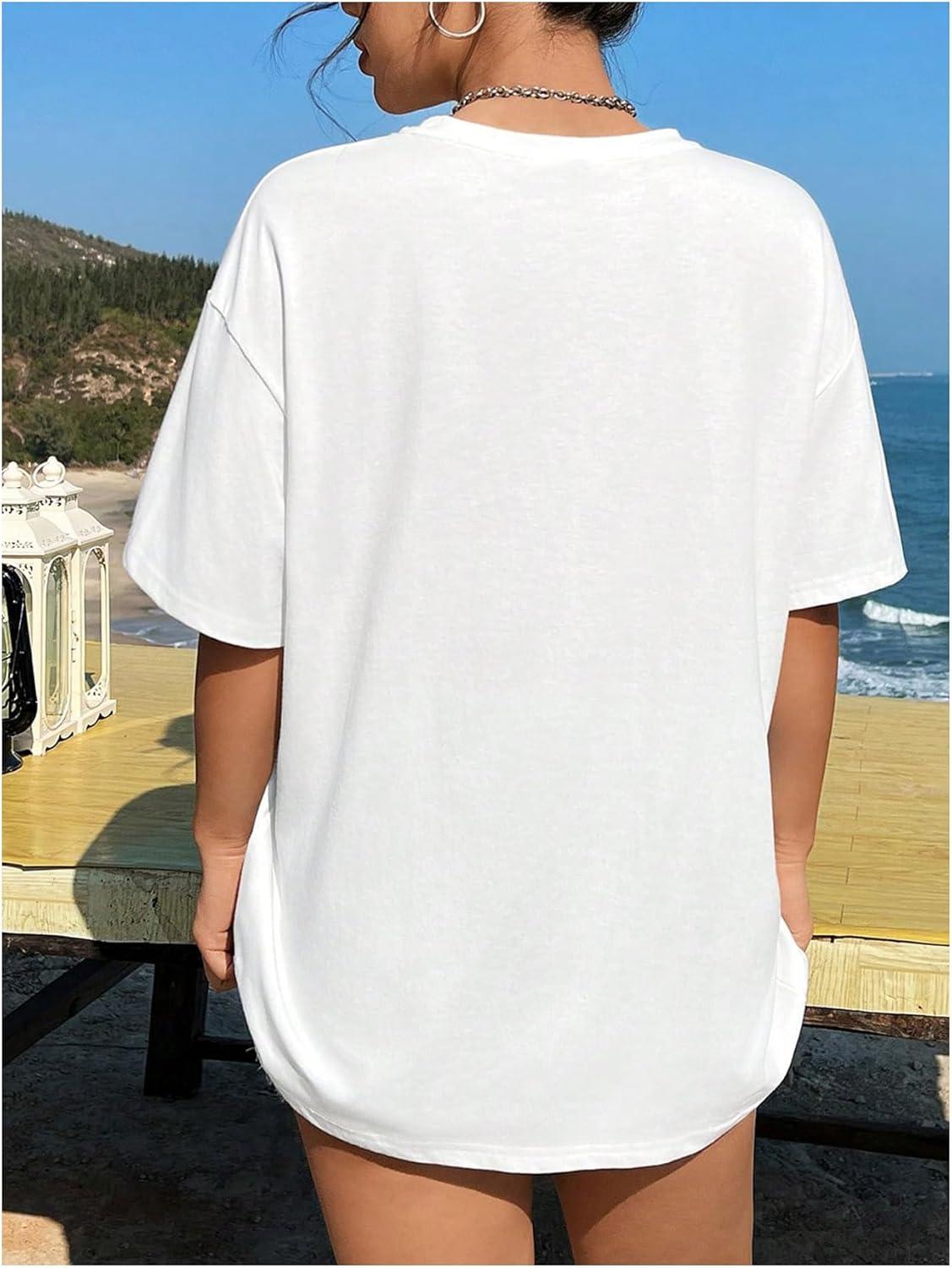 imageSOLY HUX Womens Graphic Tees Cute Print Short Sleeve Tee Preppy Clothes Casual Vintage Summer Oversized T Shirt TopWhite Graphic Tropical