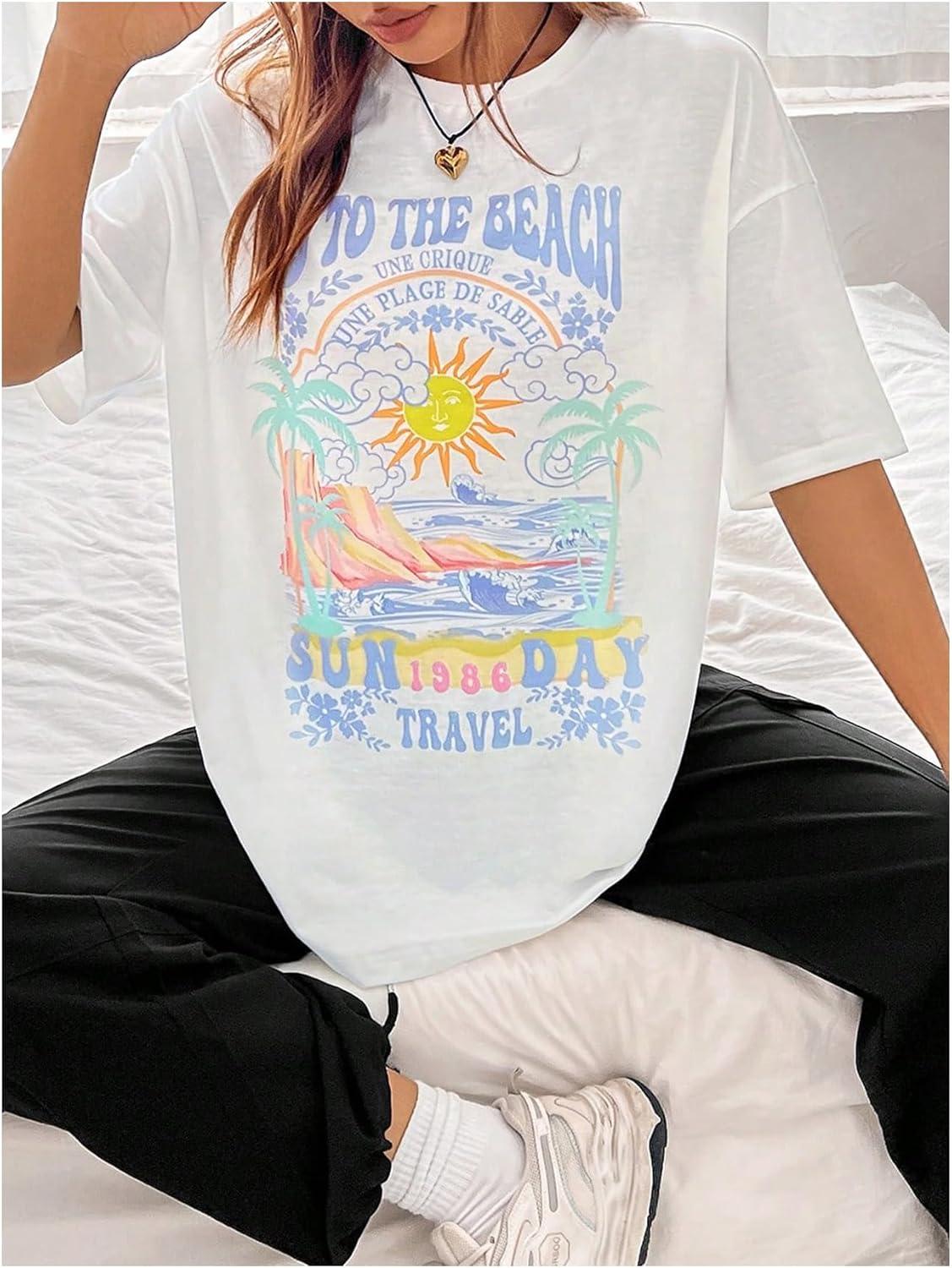 imageSOLY HUX Womens Graphic Tees Cute Print Short Sleeve Tee Preppy Clothes Casual Vintage Summer Oversized T Shirt TopWhite Letter Graphic