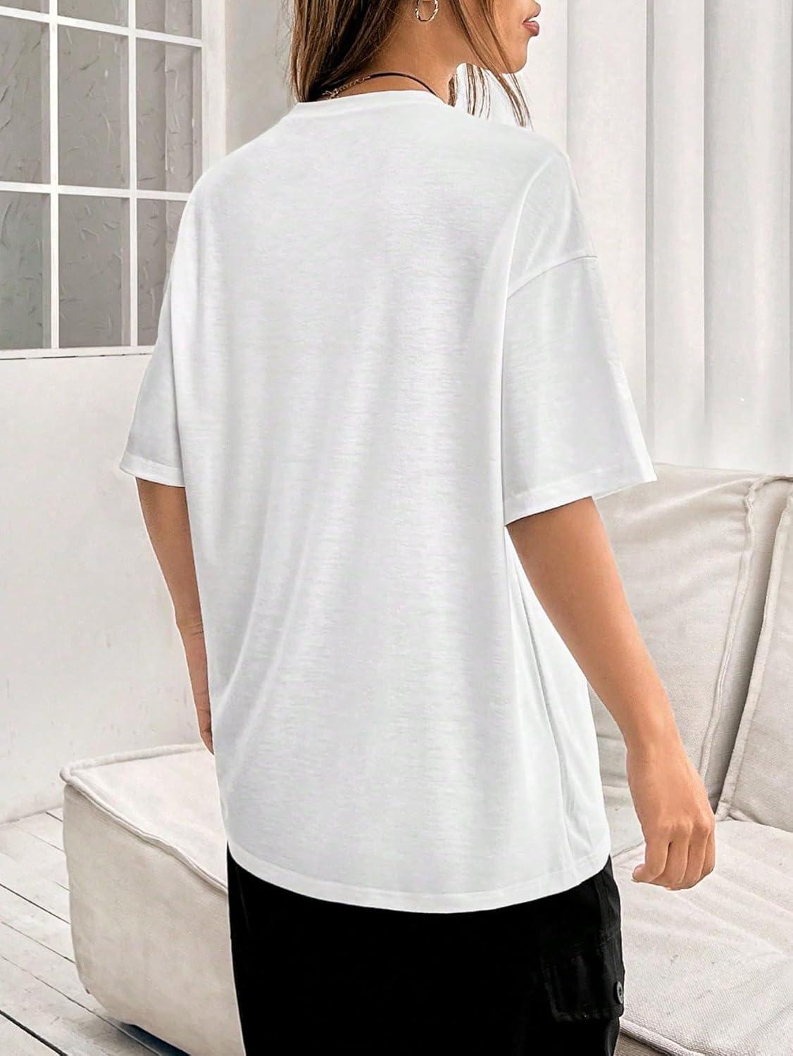 imageSOLY HUX Womens Graphic Tees Cute Print Short Sleeve Tee Preppy Clothes Casual Vintage Summer Oversized T Shirt TopWhite Letter Multi