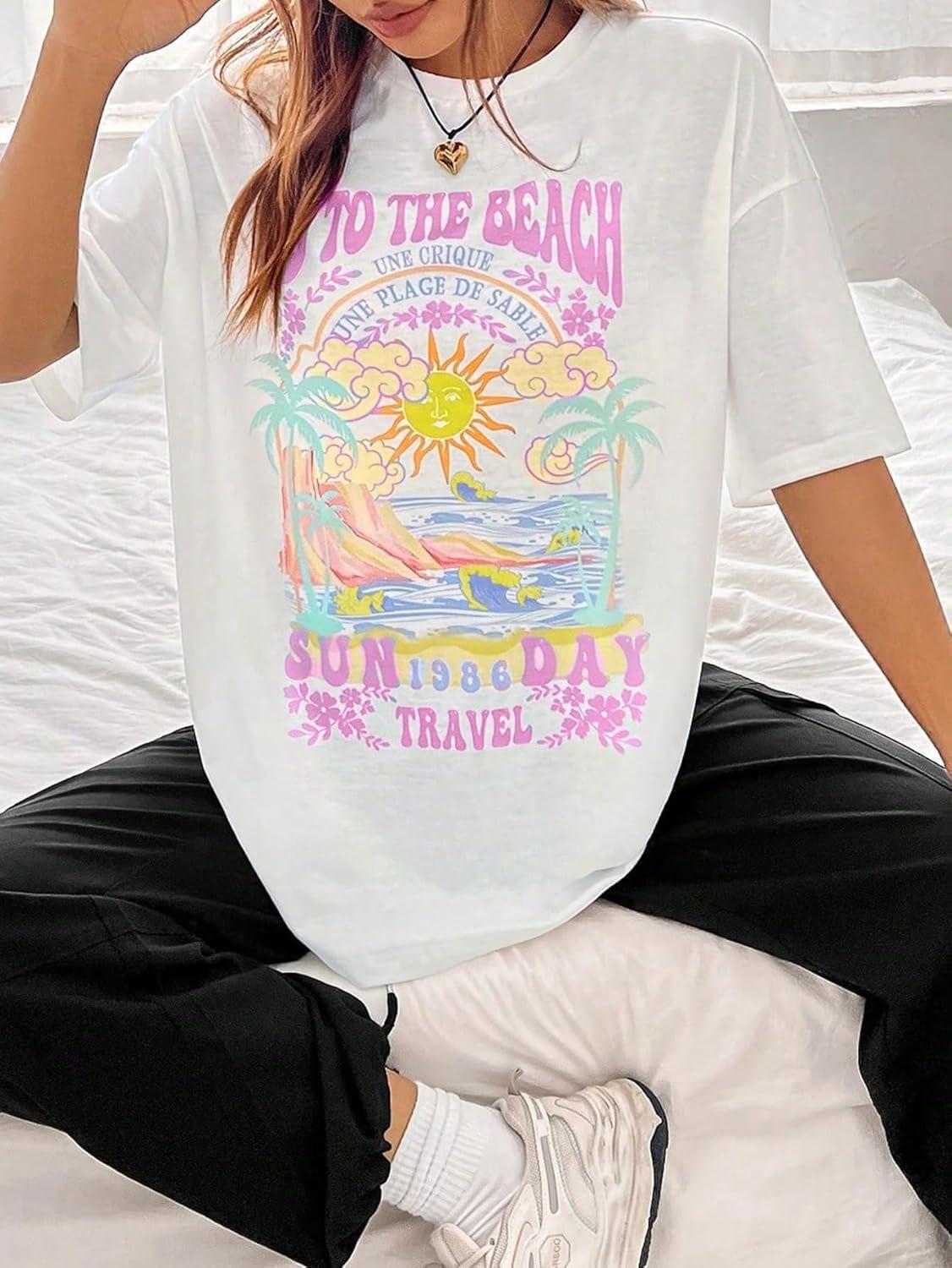 imageSOLY HUX Womens Graphic Tees Cute Print Short Sleeve Tee Preppy Clothes Casual Vintage Summer Oversized T Shirt TopWhite Letter Multi