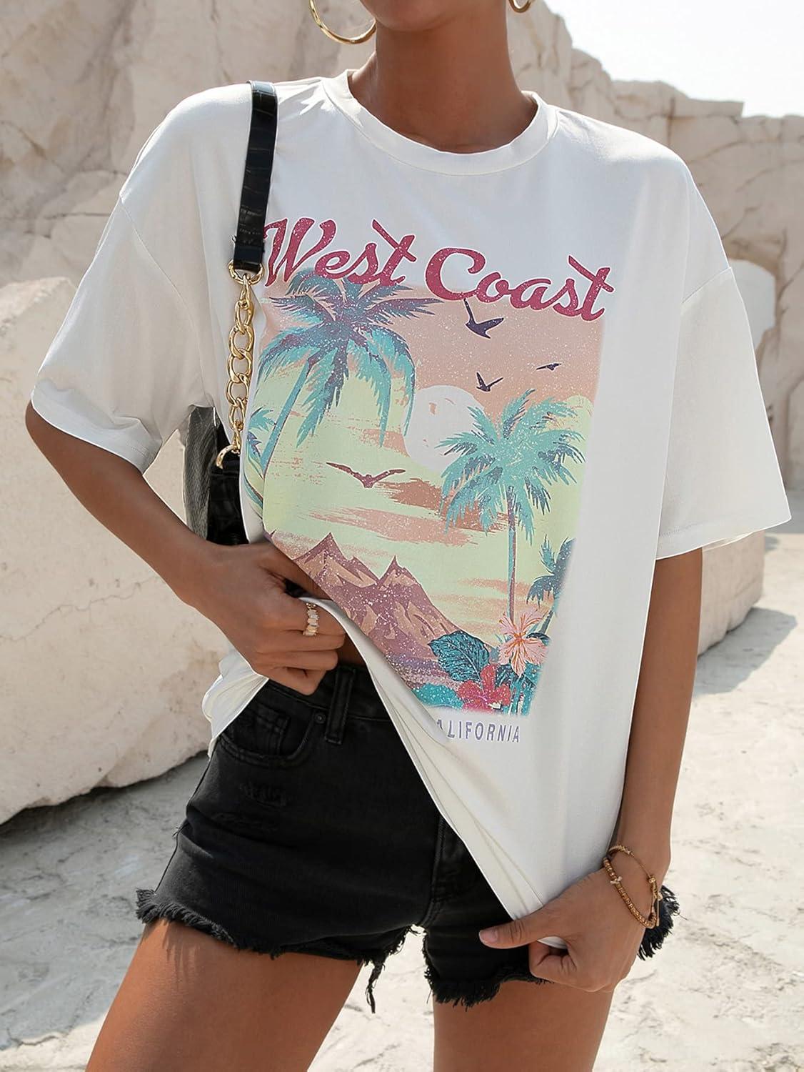 imageSOLY HUX Womens Graphic Tees Cute Print Short Sleeve Tee Preppy Clothes Casual Vintage Summer Oversized T Shirt TopWhite Tree