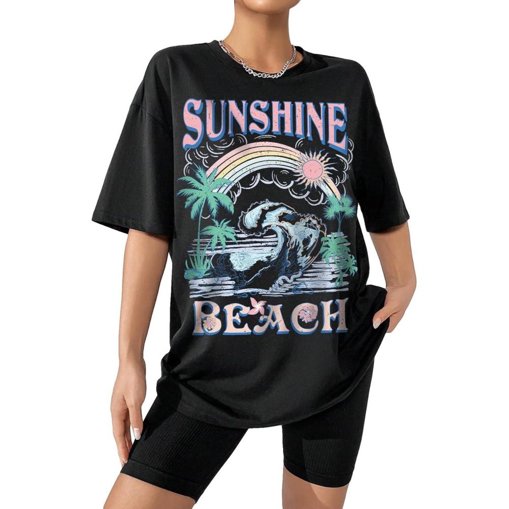 imageSOLY HUX Womens Graphic Tees Cute Print Short Sleeve Tee Preppy Clothes Casual Vintage Summer Oversized T Shirt TopBlack Multi Letter