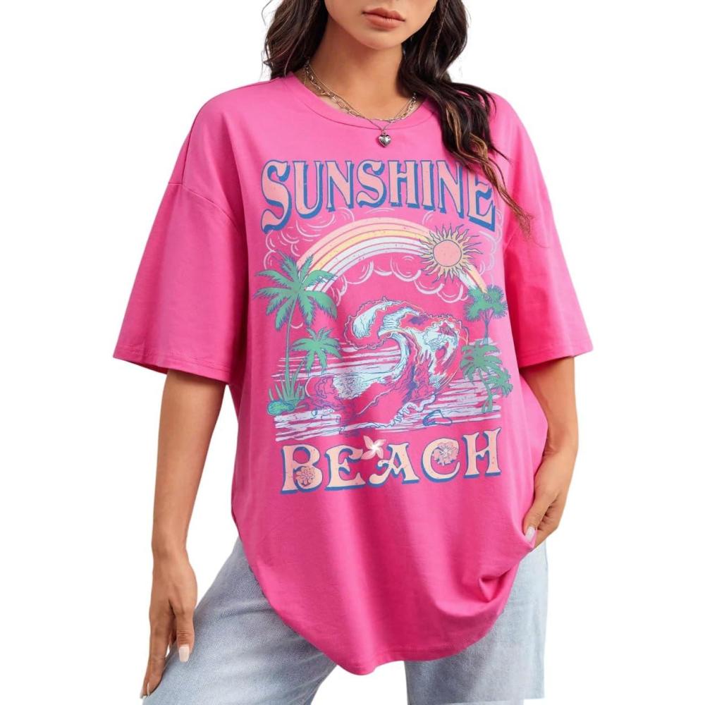 imageSOLY HUX Womens Graphic Tees Cute Print Short Sleeve Tee Preppy Clothes Casual Vintage Summer Oversized T Shirt TopHot Pink Graphic