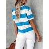 imageSOLY HUX Womens Color Block Striped TShirt Summer Casual Crew Neck Short Sleeve Tee TopsBlue White Striped