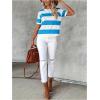 imageSOLY HUX Womens Color Block Striped TShirt Summer Casual Crew Neck Short Sleeve Tee TopsBlue White Striped