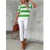 imageSOLY HUX Womens Color Block Striped TShirt Summer Casual Crew Neck Short Sleeve Tee TopsGreen White Multi