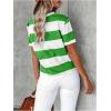 imageSOLY HUX Womens Color Block Striped TShirt Summer Casual Crew Neck Short Sleeve Tee TopsGreen White Multi