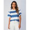 imageSOLY HUX Womens Color Block Striped TShirt Summer Casual Crew Neck Short Sleeve Tee TopsNavy Blue and White