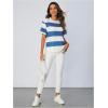 imageSOLY HUX Womens Color Block Striped TShirt Summer Casual Crew Neck Short Sleeve Tee TopsNavy Blue and White
