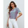 imageSOLY HUX Womens Color Block Striped TShirt Summer Casual Crew Neck Short Sleeve Tee TopsOrange Blue Multi