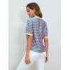 imageSOLY HUX Womens Color Block Striped TShirt Summer Casual Crew Neck Short Sleeve Tee TopsOrange Blue Multi