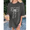 imageSOLY HUX Womens Graphic Tees Cute Print Short Sleeve Tee Preppy Clothes Casual Vintage Summer Oversized T Shirt TopGrey Bow