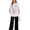 imageSOLY HUX Womens Graphic Tees Cute Print Short Sleeve Tee Preppy Clothes Casual Vintage Summer Oversized T Shirt TopWhite Purple Letter