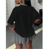 imageSOLY HUX Womens Graphic Tees Letter Print Short Sleeve Drop Shoulder Casual T Shirt TopsBlack Letter