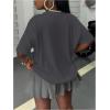 imageSOLY HUX Womens Graphic Tees Letter Print Short Sleeve Drop Shoulder Casual T Shirt TopsDark Grey Graphic