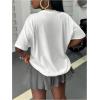 imageSOLY HUX Womens Graphic Tees Letter Print Short Sleeve Drop Shoulder Casual T Shirt TopsWhite Letter