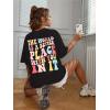 imageSOLY HUX Womens Graphic Tees Oversized T Shirts Basic Letter Print Short Sleeve Loose Fit TopsBlack