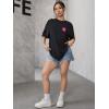 imageSOLY HUX Womens Graphic Tees Oversized T Shirts Basic Letter Print Short Sleeve Loose Fit TopsBlack Graphic