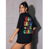 imageSOLY HUX Womens Graphic Tees Oversized T Shirts Basic Letter Print Short Sleeve Loose Fit TopsBlack Letter Multi