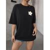 imageSOLY HUX Womens Graphic Tees Oversized T Shirts Basic Letter Print Short Sleeve Loose Fit TopsBlack White Graphic