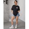 imageSOLY HUX Womens Graphic Tees Oversized T Shirts Basic Letter Print Short Sleeve Loose Fit TopsBlack White Graphic