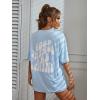 imageSOLY HUX Womens Graphic Tees Oversized T Shirts Basic Letter Print Short Sleeve Loose Fit TopsBlue