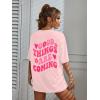 imageSOLY HUX Womens Graphic Tees Oversized T Shirts Basic Letter Print Short Sleeve Loose Fit TopsPink Graphic
