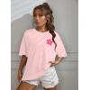 imageSOLY HUX Womens Graphic Tees Oversized T Shirts Basic Letter Print Short Sleeve Loose Fit TopsPink Graphic