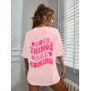 imageSOLY HUX Womens Graphic Tees Oversized T Shirts Basic Letter Print Short Sleeve Loose Fit TopsPink Graphic