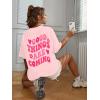 imageSOLY HUX Womens Graphic Tees Oversized T Shirts Basic Letter Print Short Sleeve Loose Fit TopsPink Graphic