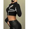 imageSOLY HUX Womens Hollow Out Crop Top Y2k Long Sleeve T Shirt Slim Fit Tee TopsBlack and White