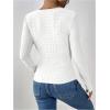 imageSOLY HUX Womens Lace Trim Tee Shirt Long Sleeve Eyelet Tops Casual V Neck Slim Fit Shirts Fall Outfit ClothesSolid White