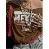 imageSOLY HUX Womens Letter Graphic Tees Off Shoulder Short Sleeve Asymmetrical Neck Loose T Shirt TopsCoffee Brown Letter