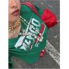 imageSOLY HUX Womens Letter Graphic Tees Off Shoulder Short Sleeve Asymmetrical Neck Loose T Shirt TopsDark Green Letter