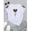 imageSOLY HUX Womens Letter Heart Graphic Print Tee Short Sleeve Crew Neck T Shirt Casual Summer TopsWhite Leopard