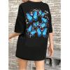 imageSOLY HUX Womens Oversized T Shirts Graphic Tees Casual Vintage Summer Tops Half Sleeve ShirtsBlack Butterfly