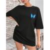 imageSOLY HUX Womens Oversized T Shirts Graphic Tees Casual Vintage Summer Tops Half Sleeve ShirtsBlack Butterfly